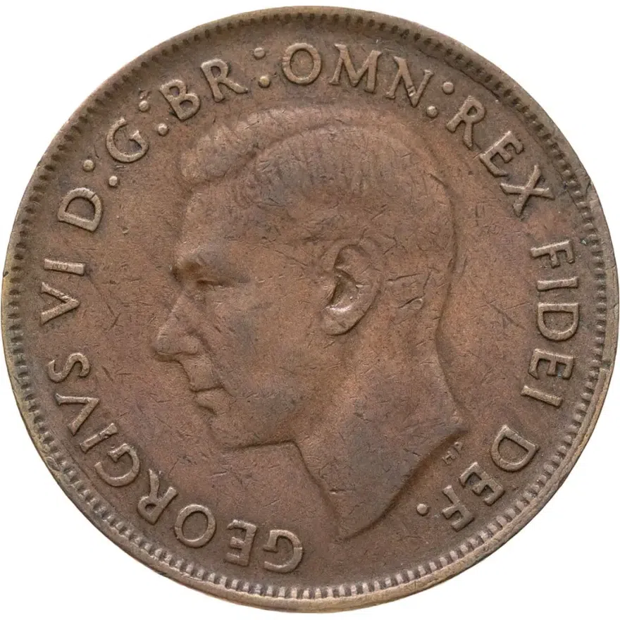 Австралия 1 пенни (penny) 1952   Точка после "AUSTRALIA" (МД Перта), реверс