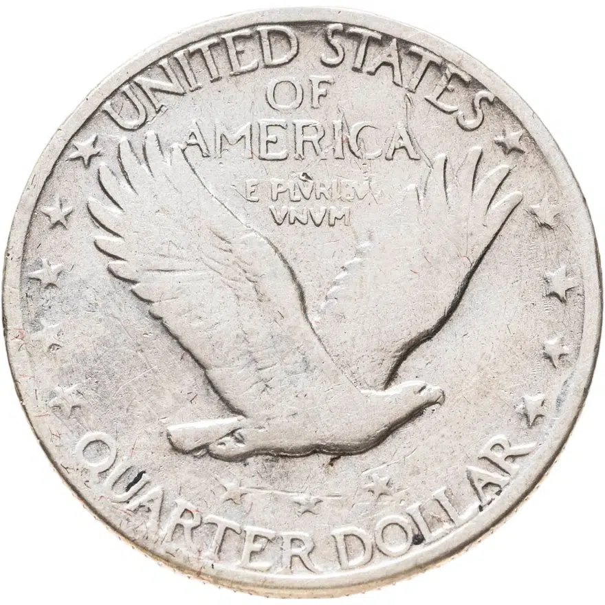 США 25 центов (квотер, 1/4 доллара, quarter dollar) 1928 Standing Liberty Quarter знак монетного двора: "S" - Сан-Франциско, аверс