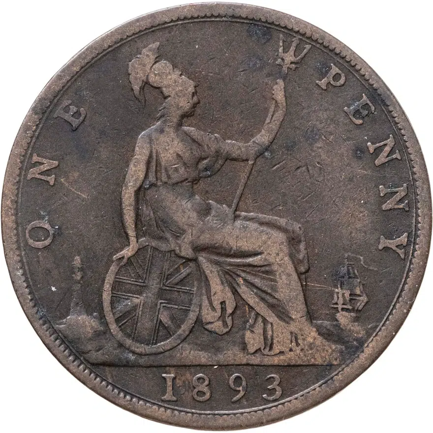 Великобритания 1 пенни (penny) 1893, реверс