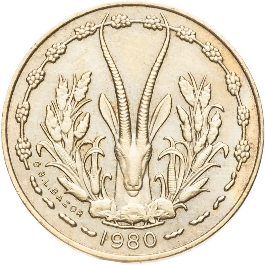 Западная Африка (BCEAO) 5 франков (francs) 1980, реверс
