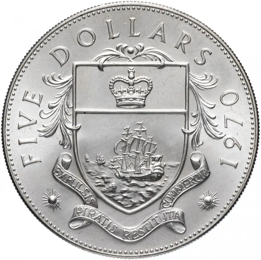 Багамы 5 долларов (dollars) 1970, реверс