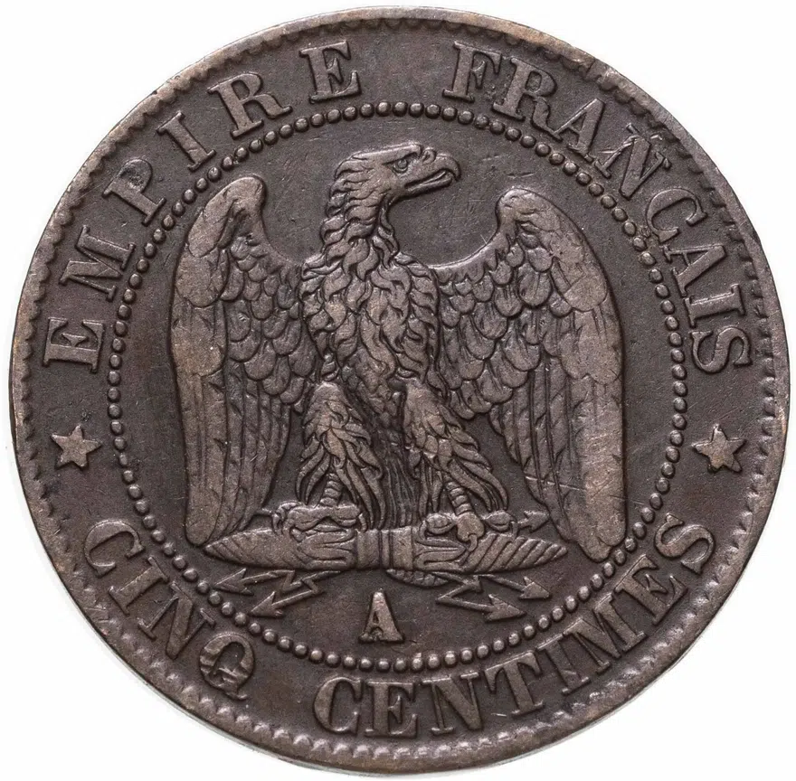 Франция 5 сантимов 1856, реверс