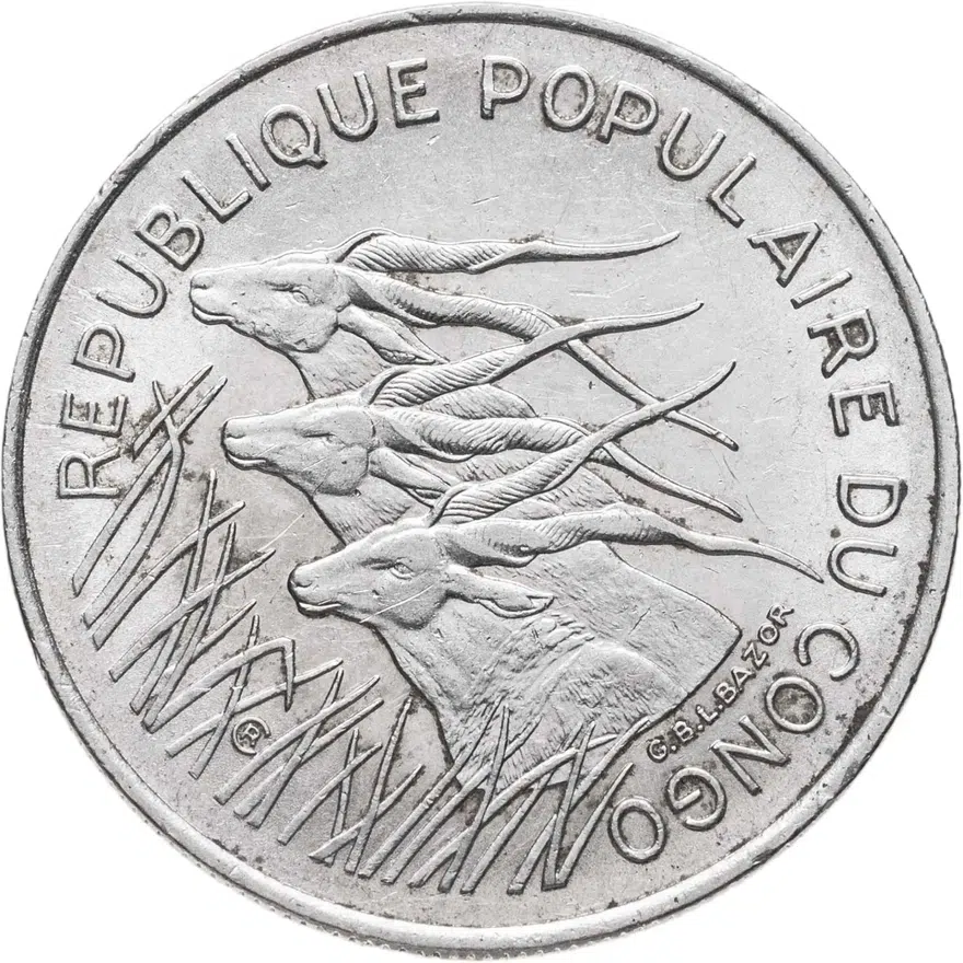 Республика Конго 100 франков (francs) 1975
