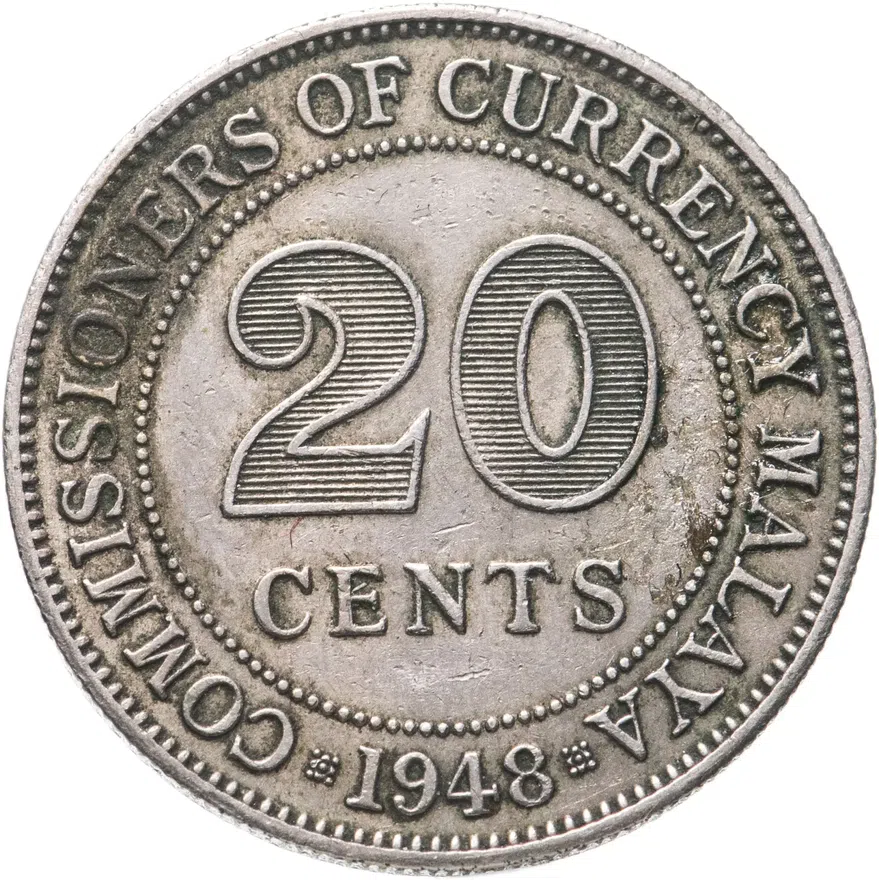 Малайя 20 центов (cents) 1948, реверс