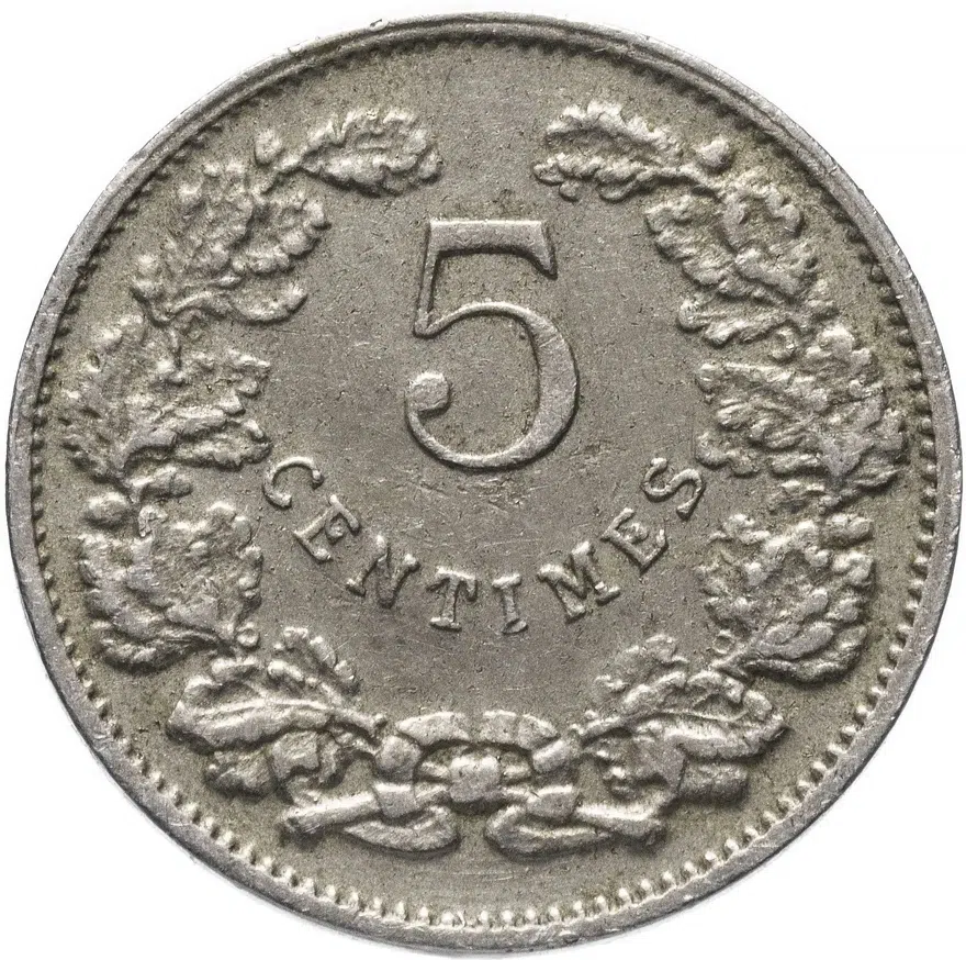 Люксембург 5 сантимов (centimes) 1908, реверс