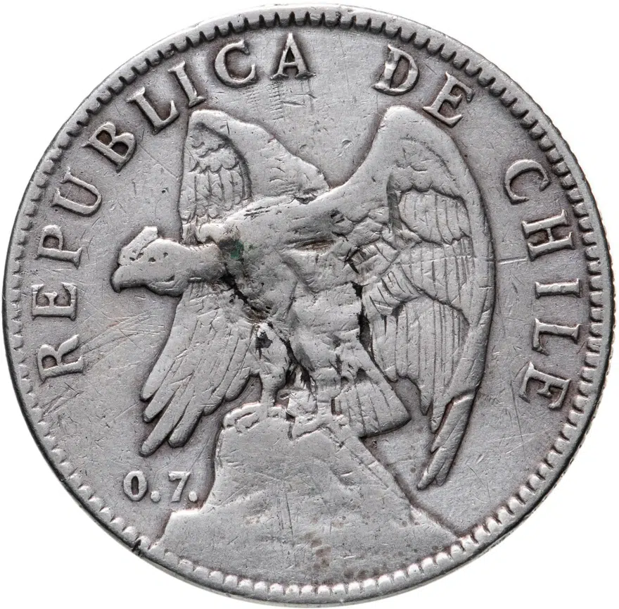Чили 50 сентаво (centavos) 1902, реверс