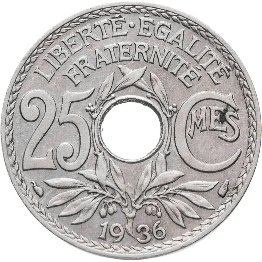 Франция 25 сантимов (centimes) 1936, аверс