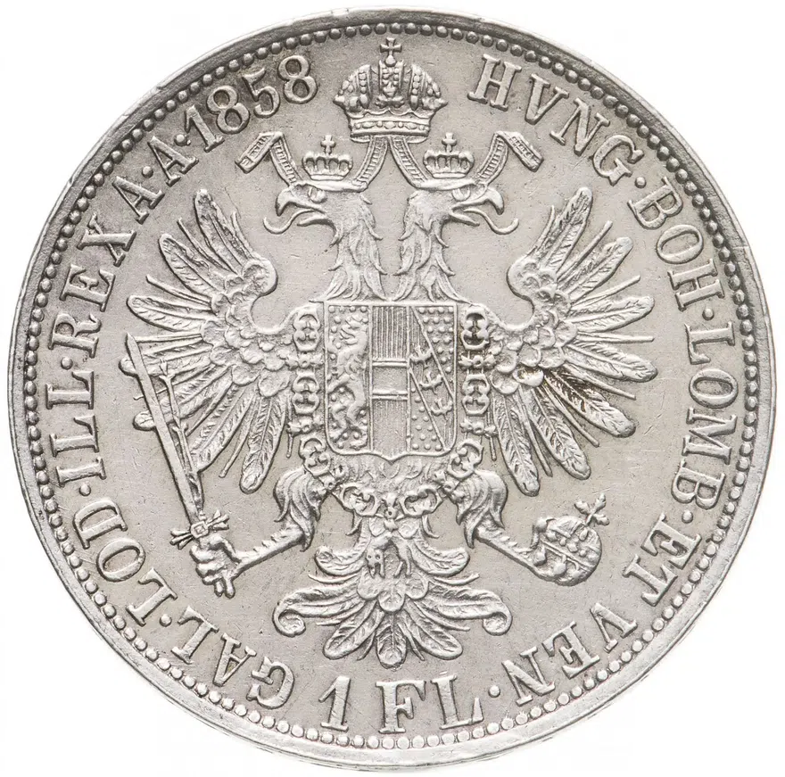 Австрия 1 флорин 1858, реверс