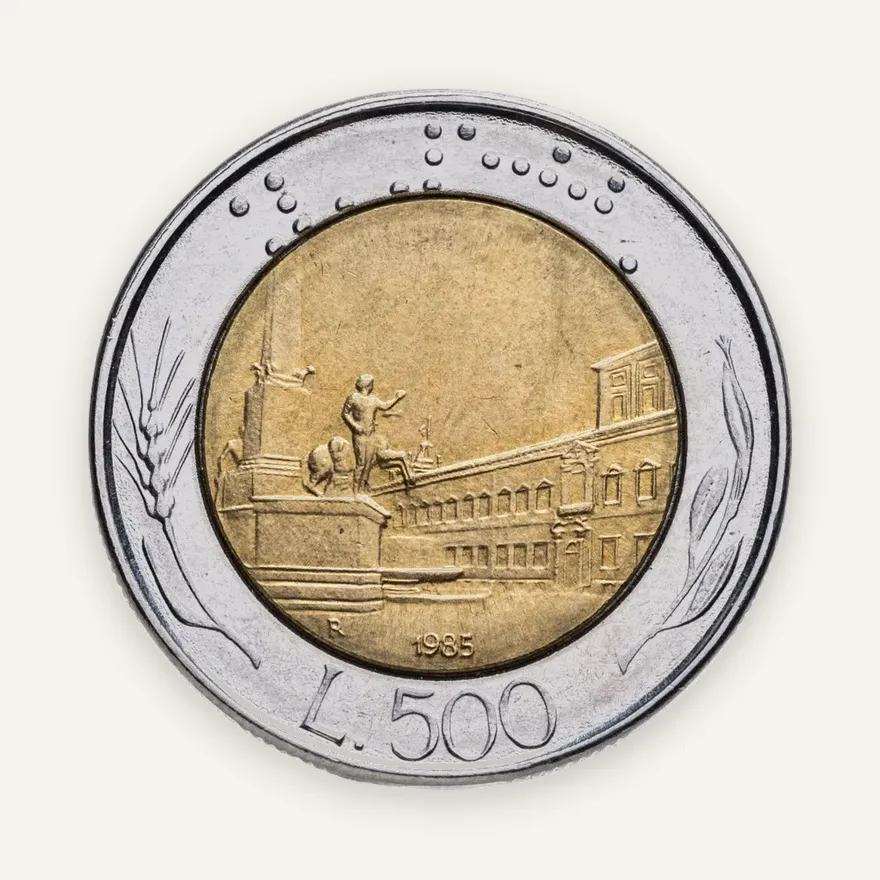 Италия 500 лир (lire) 1985, реверс
