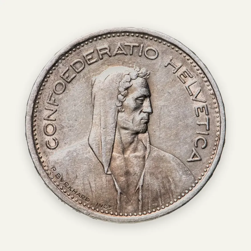 Швейцария 5 франков (francs) 1954, реверс