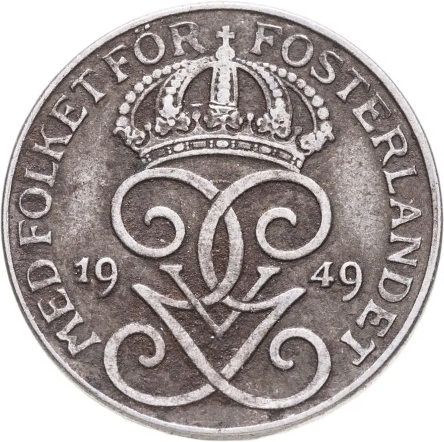Швеция 1 эре (ore) 1949, аверс