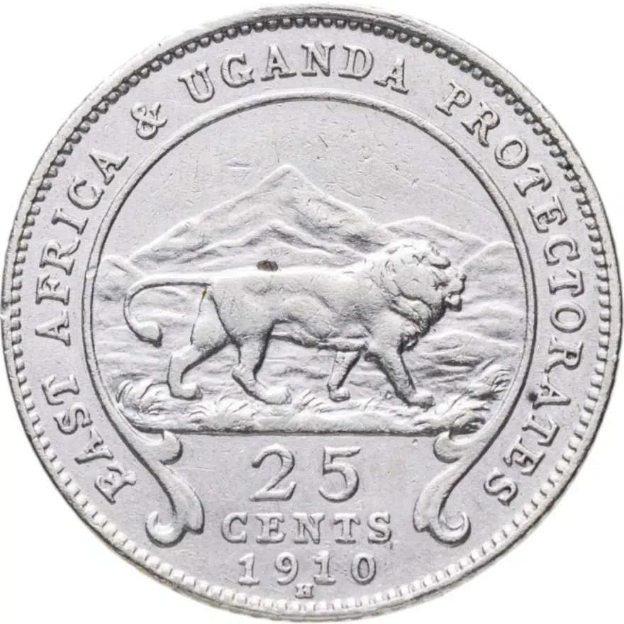Британская Восточная Африка и Уганда 25 центов (cents) 1910, аверс