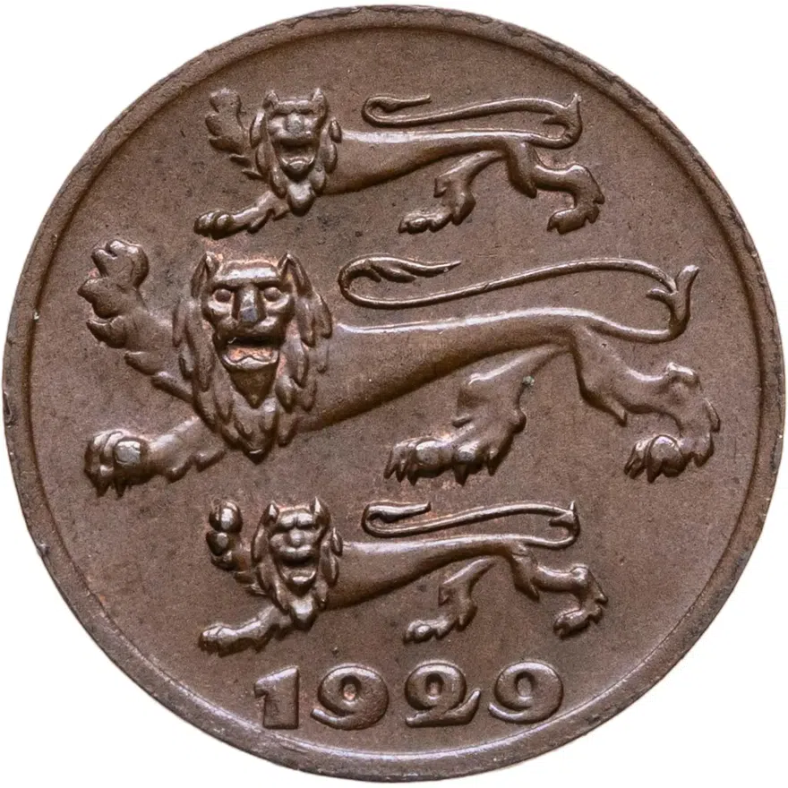 Эстония 1 сент (sent) 1929, реверс