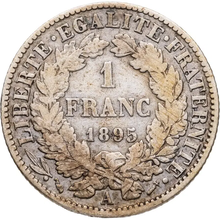 Франция 1 франк (franc) 1895, реверс