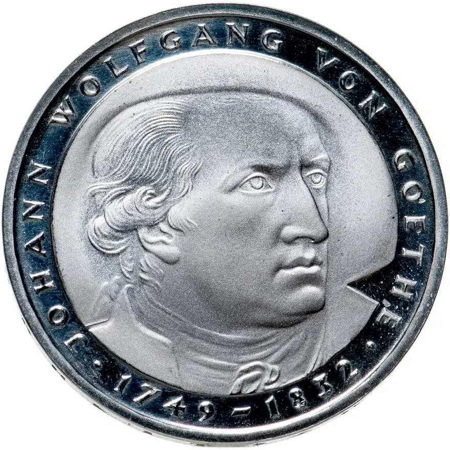 Германия 5 марок (deutsche mark) 1982  150 лет со дня смерти Иоганна Вольфганга фон Гёте, аверс