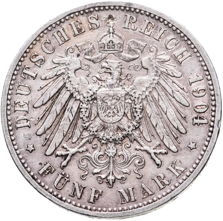 Германия (Империя) 5 марок (mark) 1904, реверс