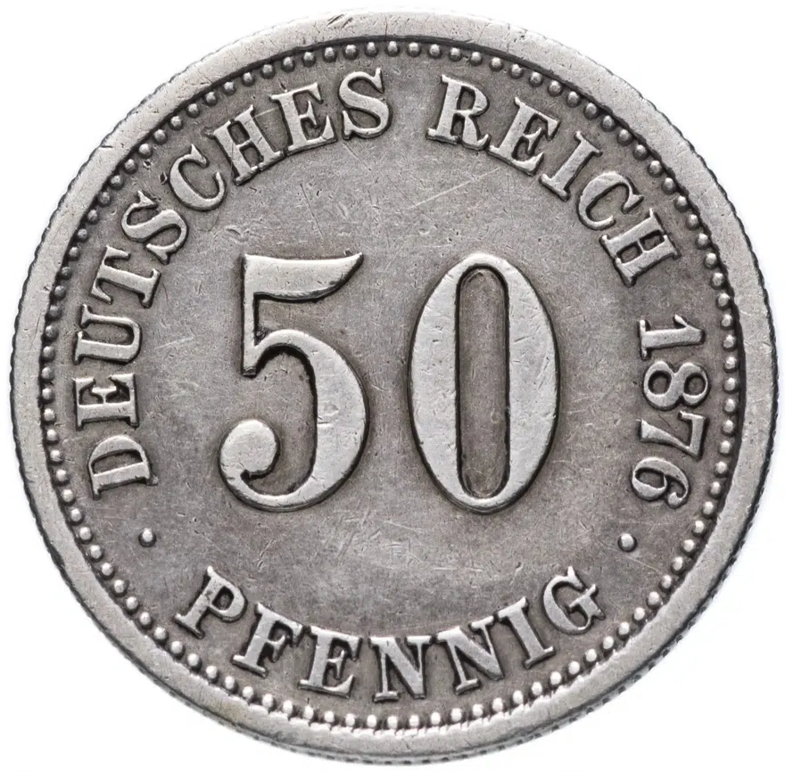 Германия (Германская империя) 50 пфеннигов 1876 "F"