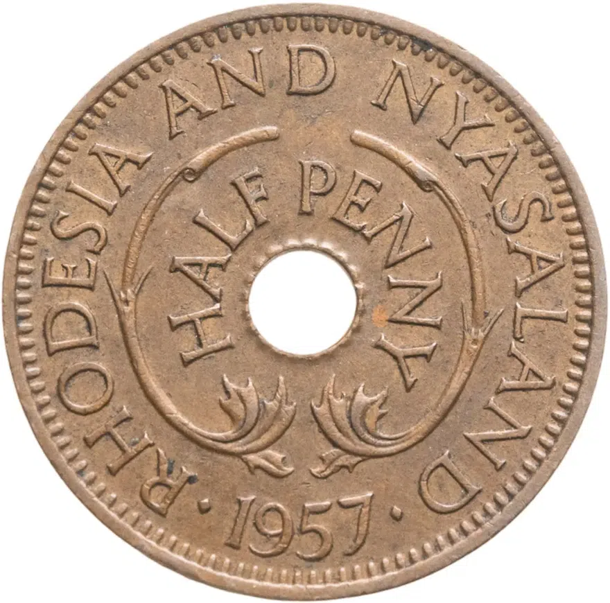 Родезия и Ньясаленд 1/2 пенни (penny) 1957, реверс