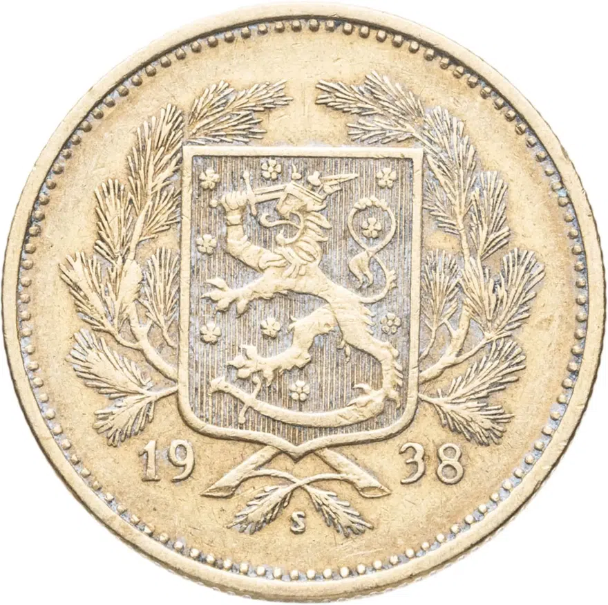 Финляндия 5 марок (markkaa) 1938, реверс