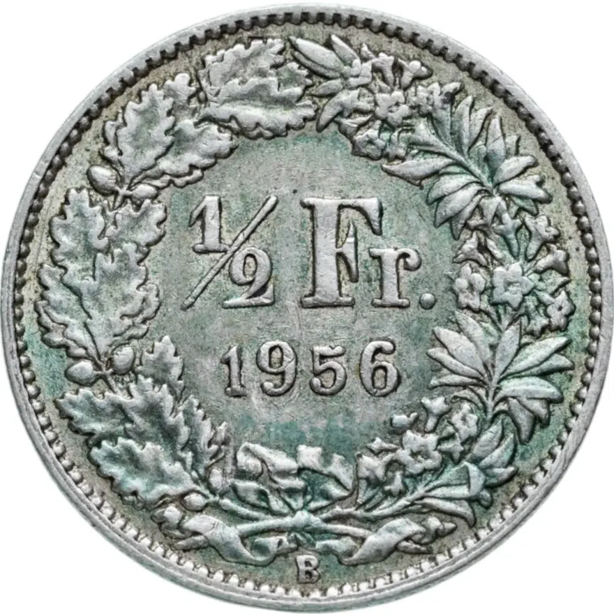 Швейцария 1/2 франка (franc) 1956