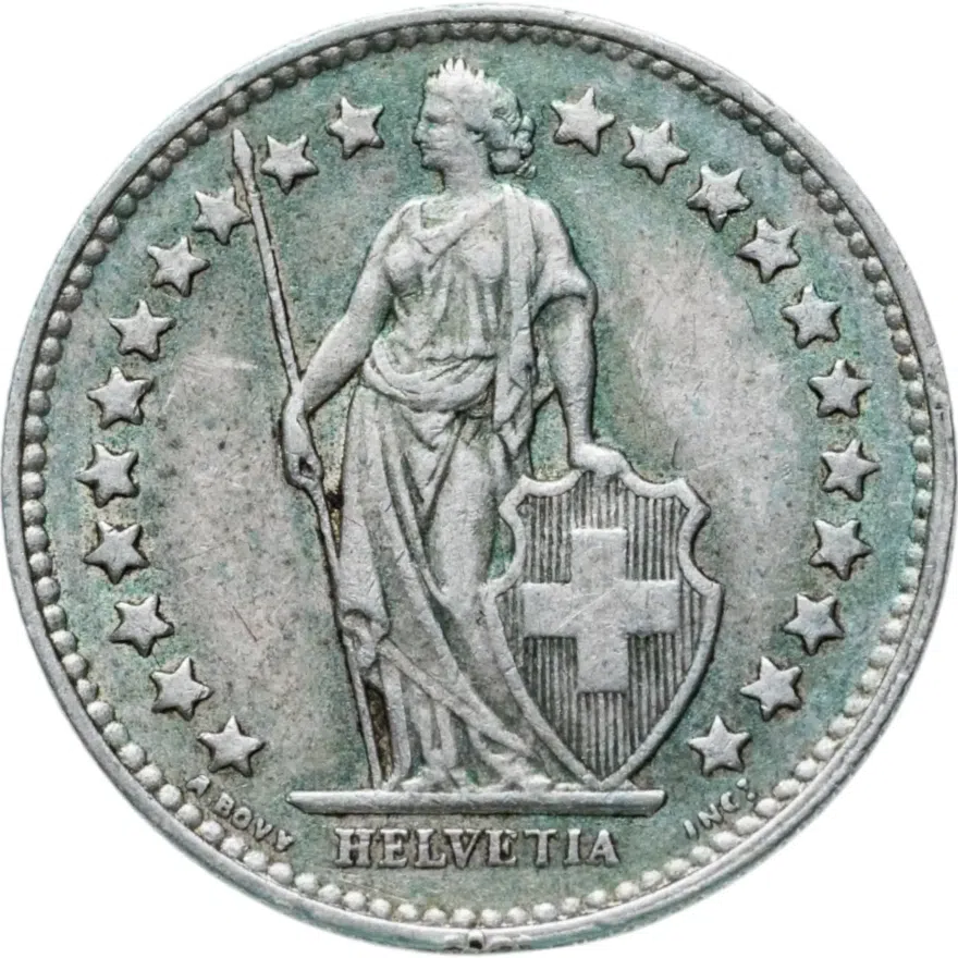 Швейцария 1/2 франка (franc) 1956, реверс