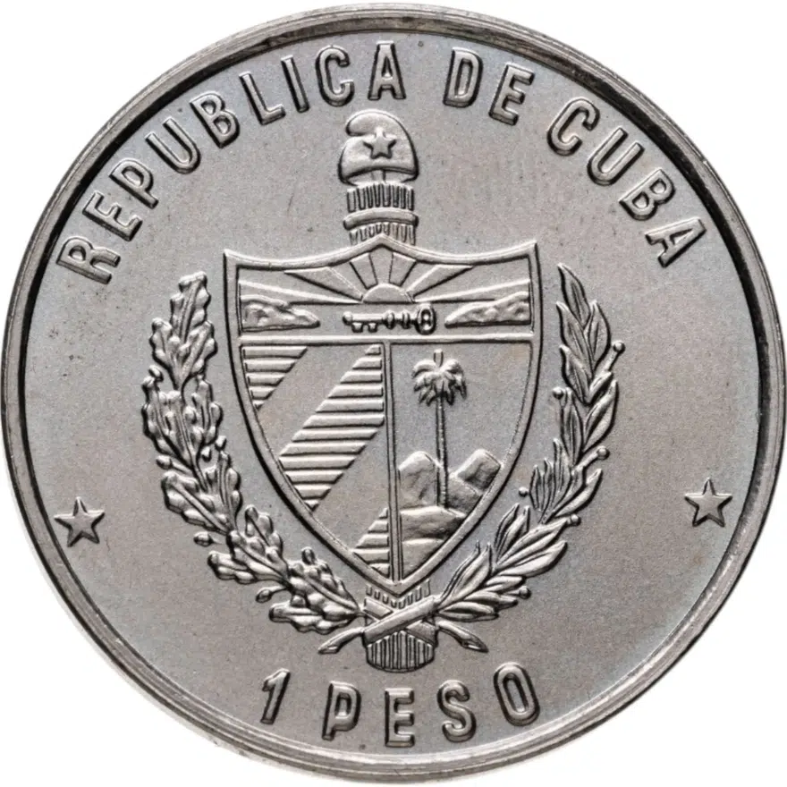 Куба 1 песо (peso) 1989 "30 лет Революции - Фидель Кастро и Камило Сьенфуэгос", реверс