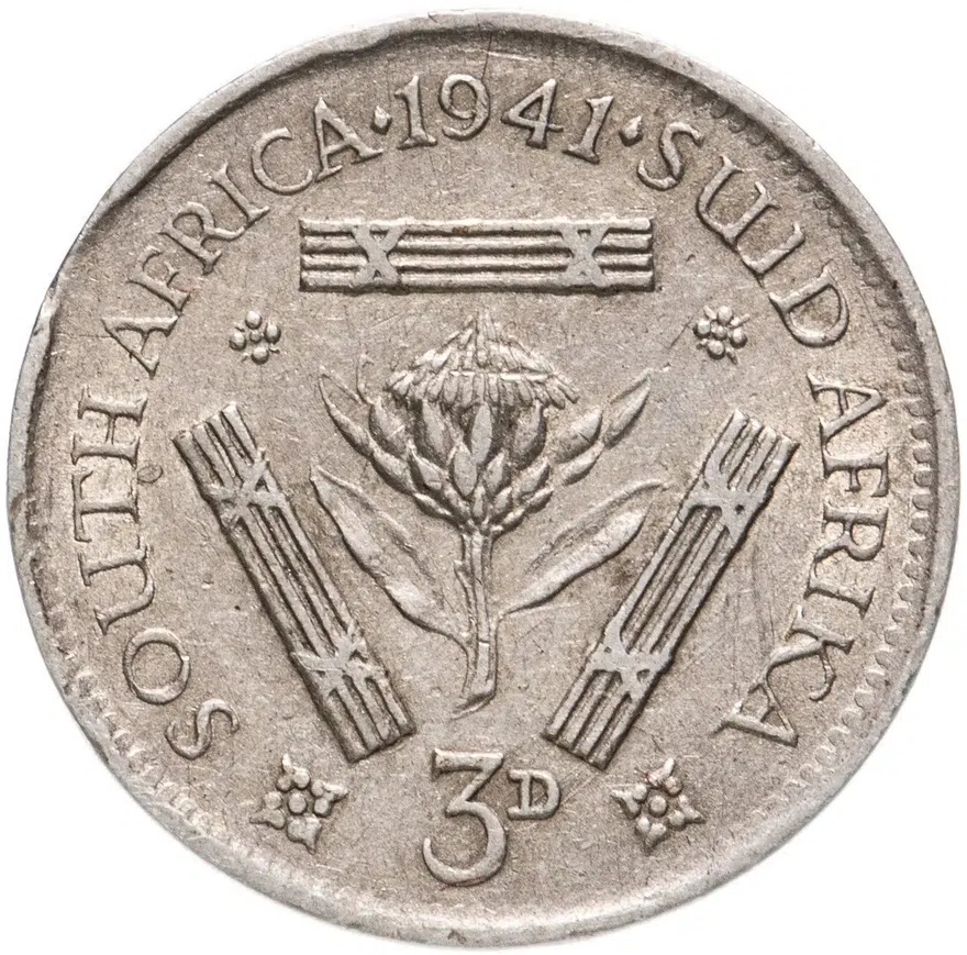 ЮАР 3 пенса 1941 Георг VI, аверс