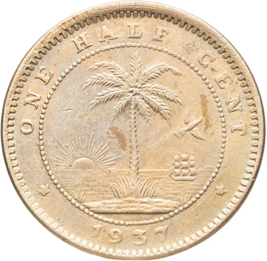 Либерия 1/2 цента (cent) 1937, реверс