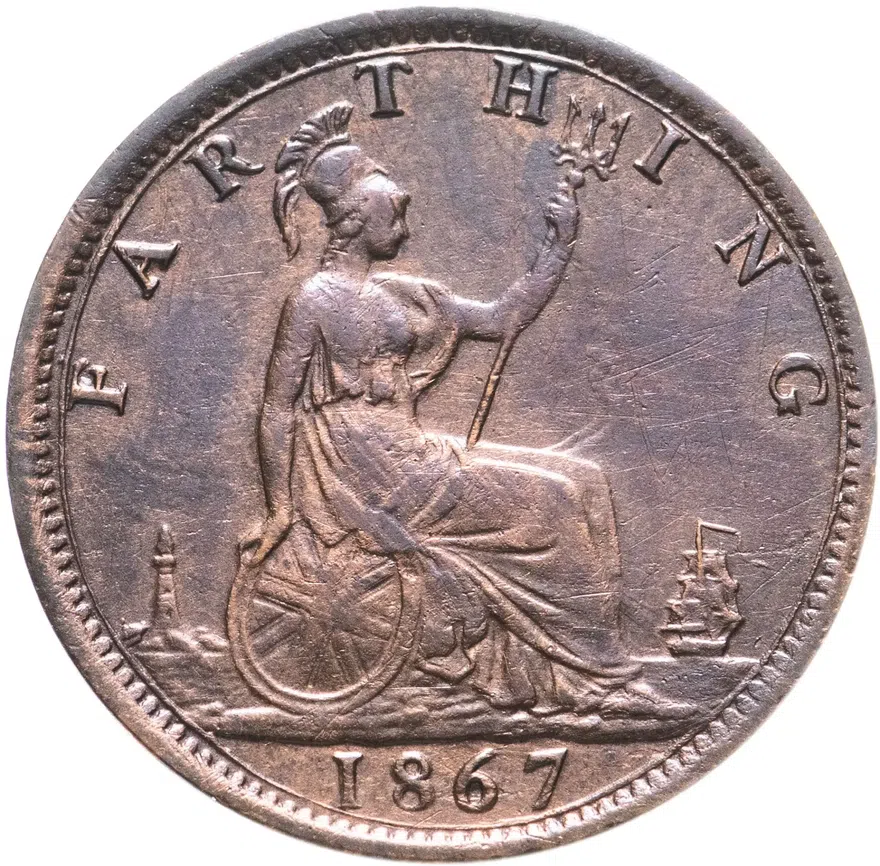 Великобритания 1 фартинг (farthing) 1867, реверс