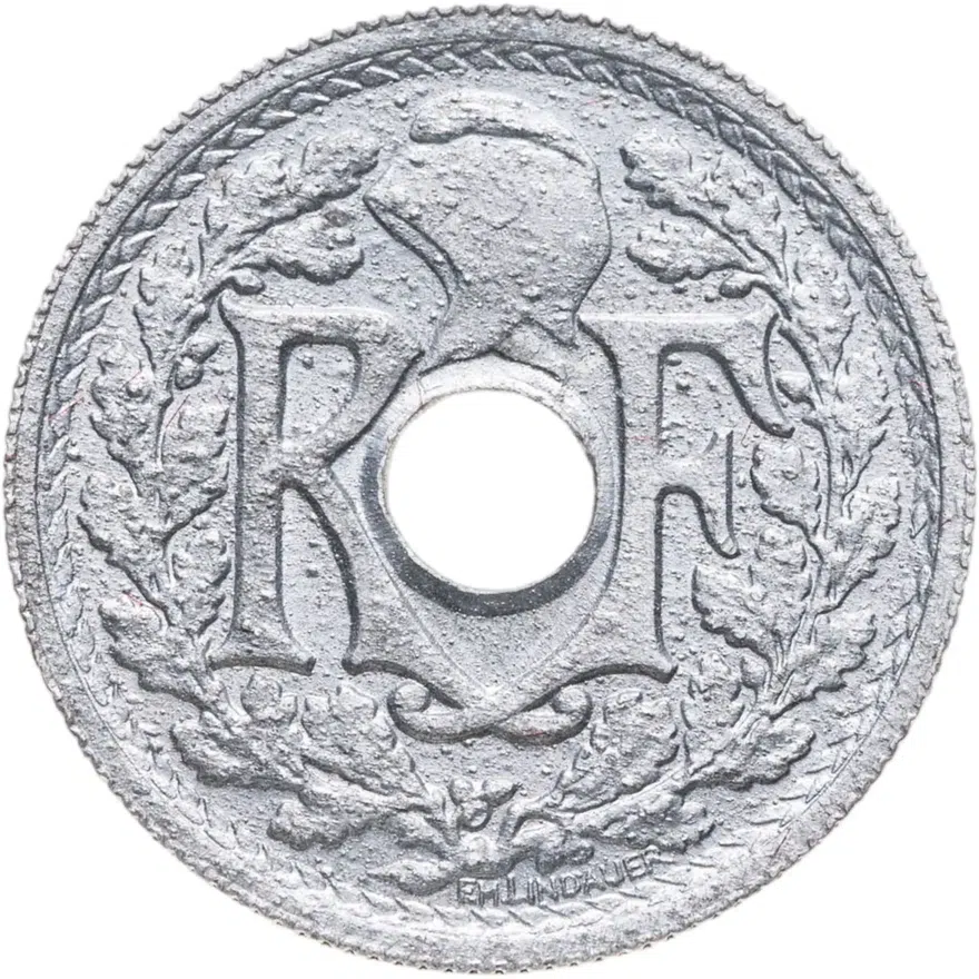 Франция 10 сантимов (centimes) 1945   Без отметки монетного двора, аверс