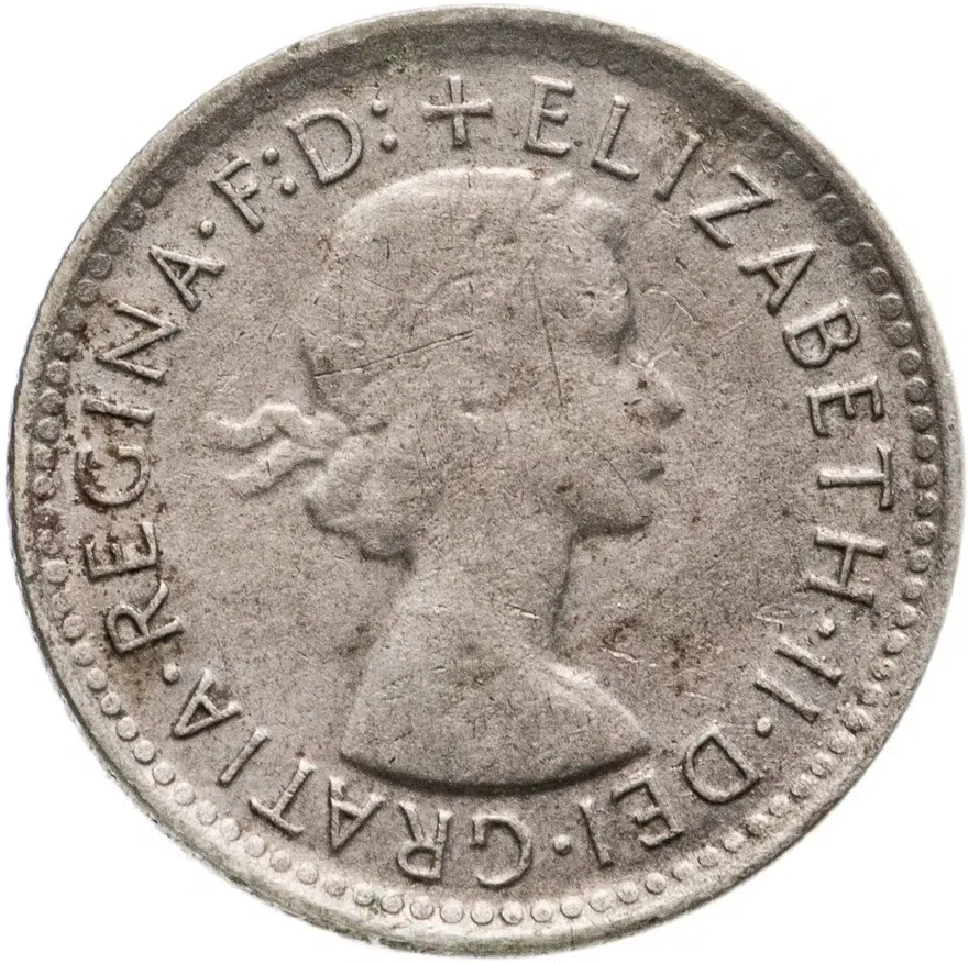 Австралия 6 пенсов (pence) 1957, реверс