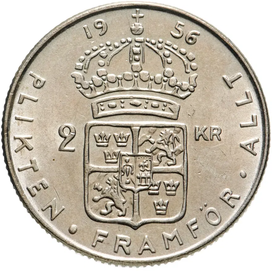 Швеция 2 кроны (kronor) 1956, реверс