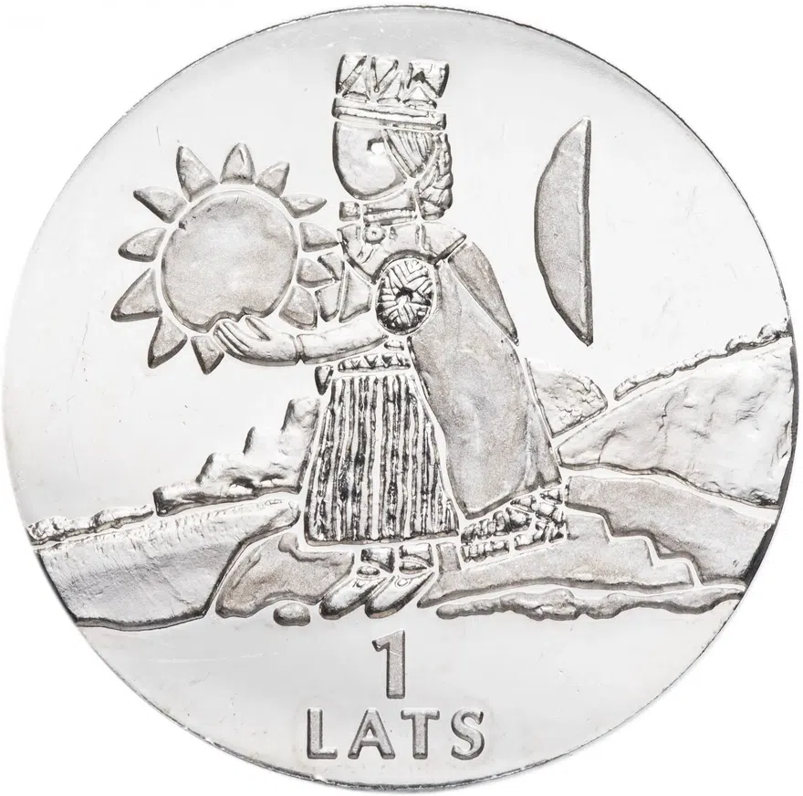 Латвия 1 лат (lats) 2001 "Время и ценности - небо", реверс