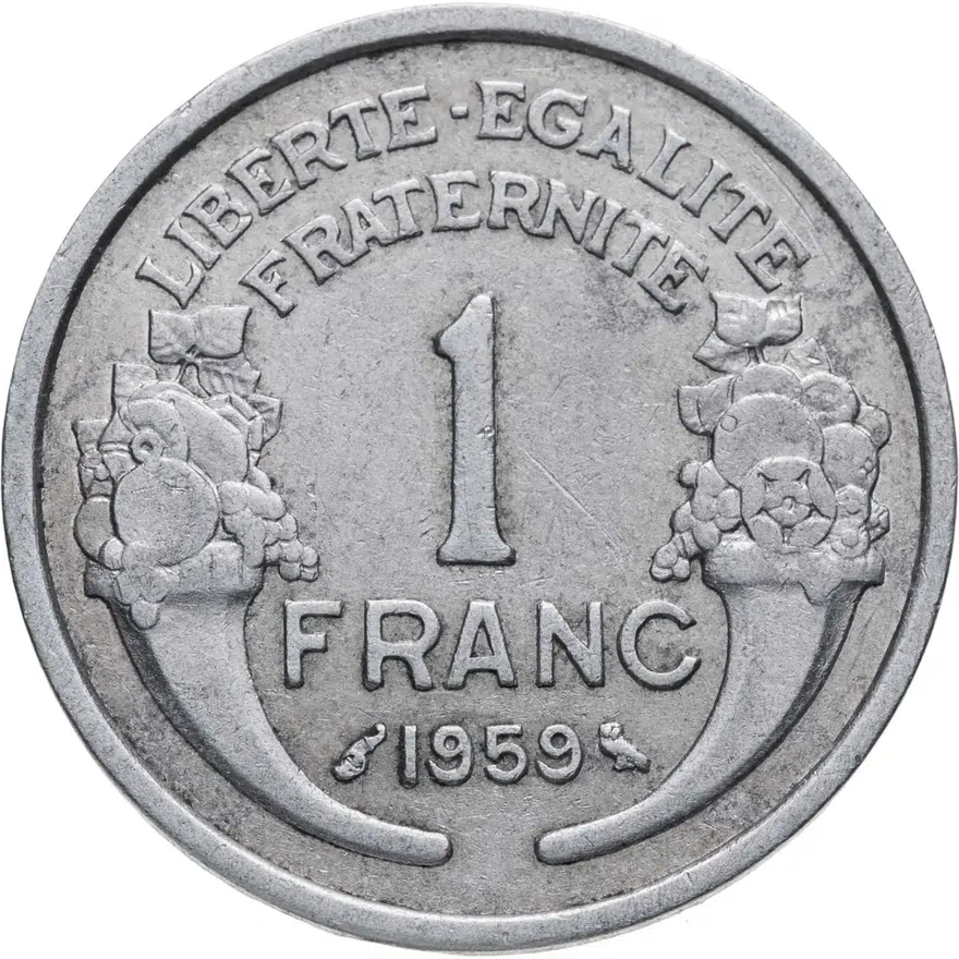 Франция 1 франк (franc) 1959, аверс