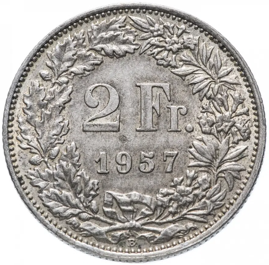 Швейцария 2 франка (francs) 1957