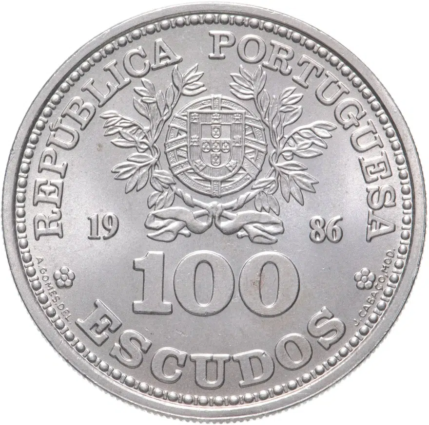 Португалия 100 эскудо (escudos) 1986  Чемпионат мира по футболу 1986, Мексика, реверс