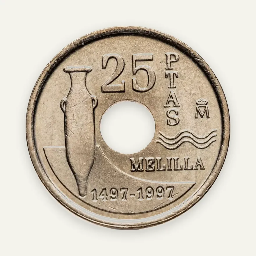 Испания 25 песет (pesetas, ptas) 1997 "Мелилья", реверс