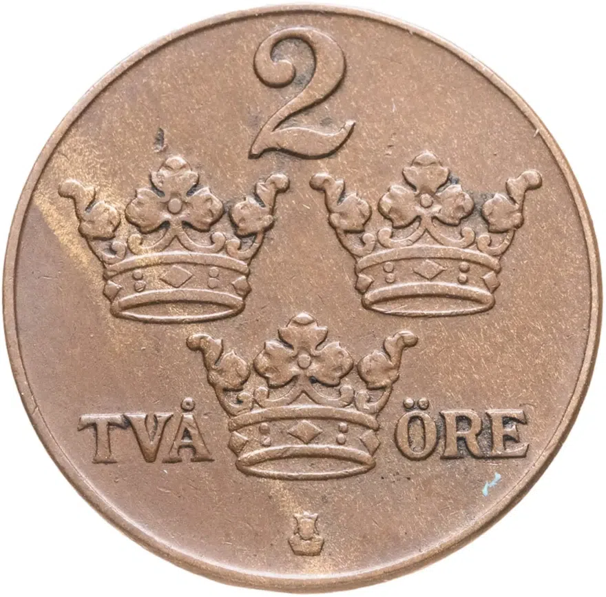 Швеция 2 эре (ore) 1937, аверс
