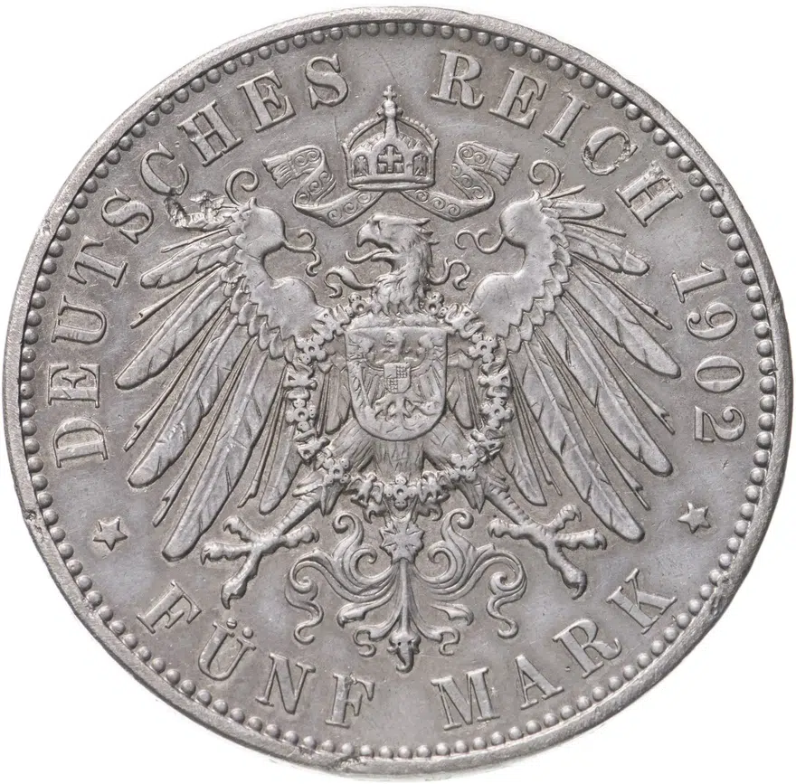 Германия (Бавария) 5 марок 1902 D, аверс