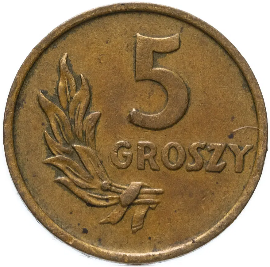 Польша 5 грошей 1949, аверс