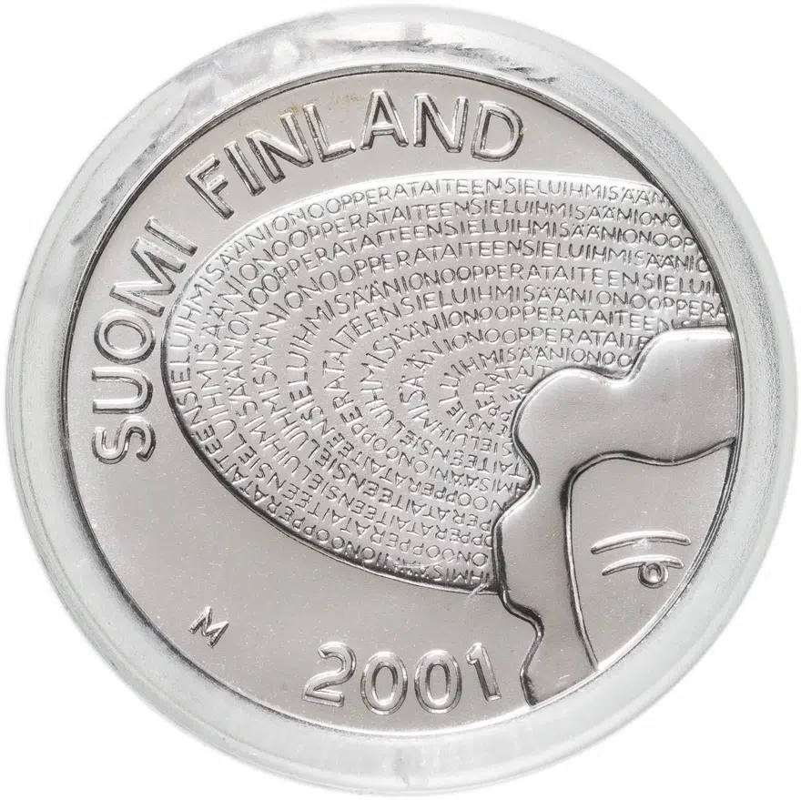 Финляндия 100 марок (markkaa) 2001 М 125 лет со дня рождения Айно Акте, реверс