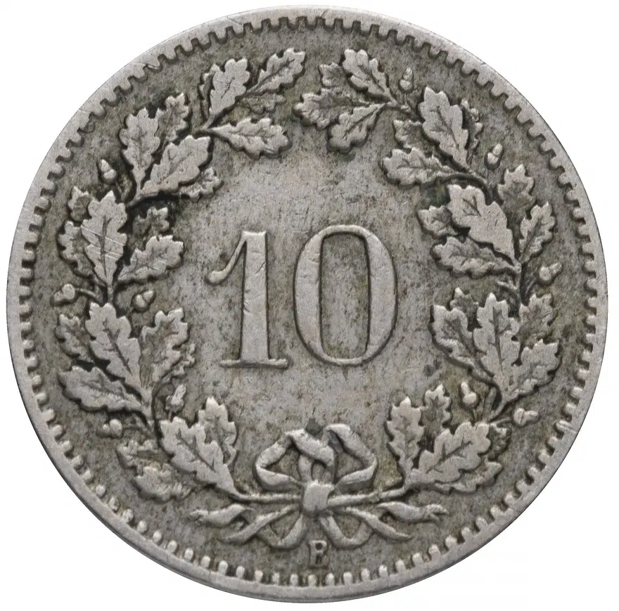 Швейцария 10 раппенов (rappen) 1894