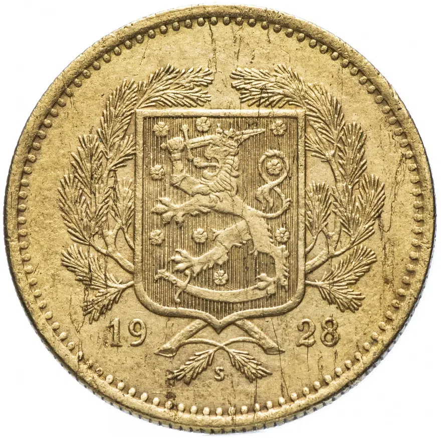 Финляндия 10 марок (markkaa) 1928 S, реверс