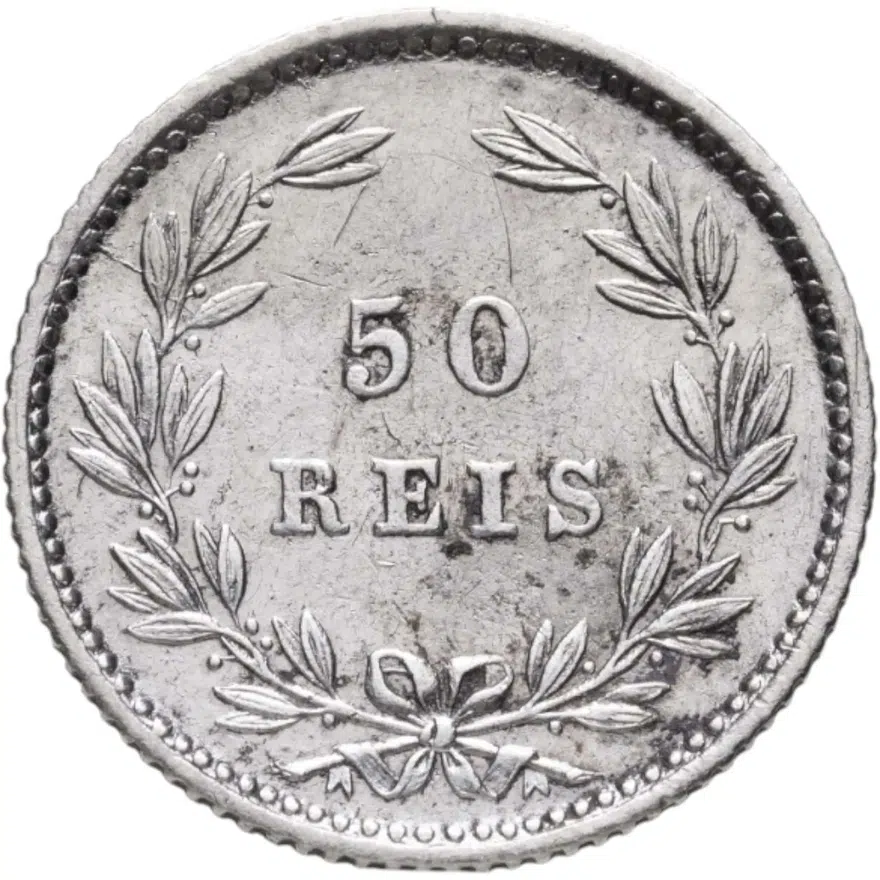 Португалия 50 реалов (рейс, reis) 1889, реверс