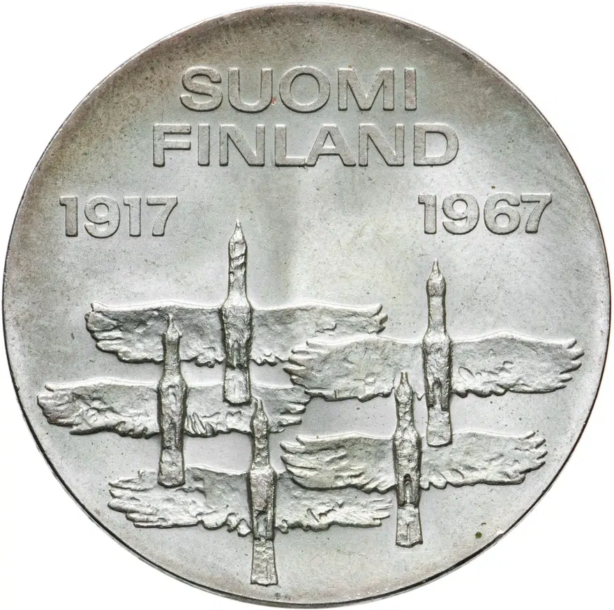 Финляндия 10 марок 1967 "50-летие независимости", аверс