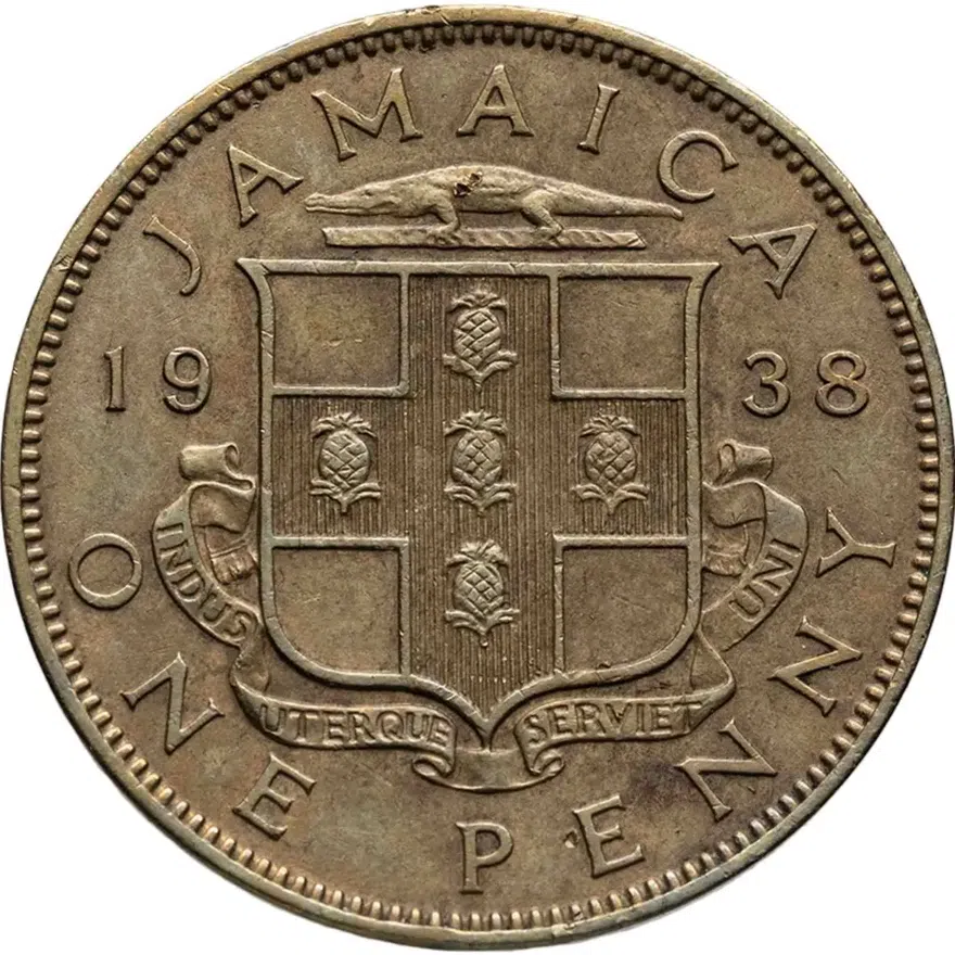 Ямайка 1 пенни (penny) 1938, аверс