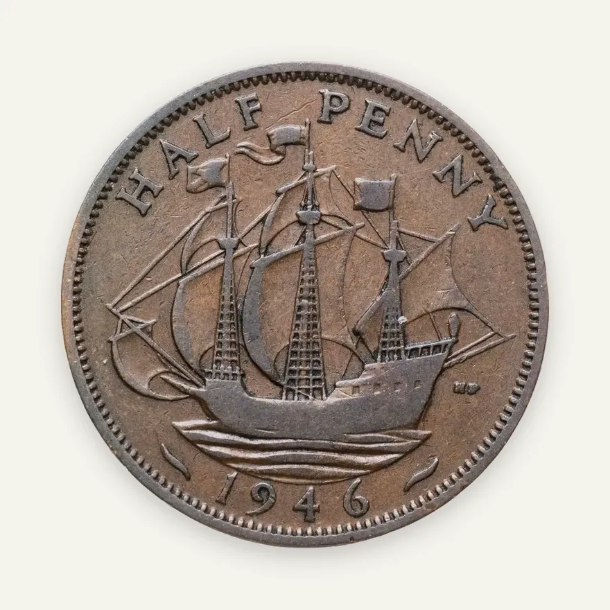 Великобритания 1/2 пенни (penny) 1946, реверс