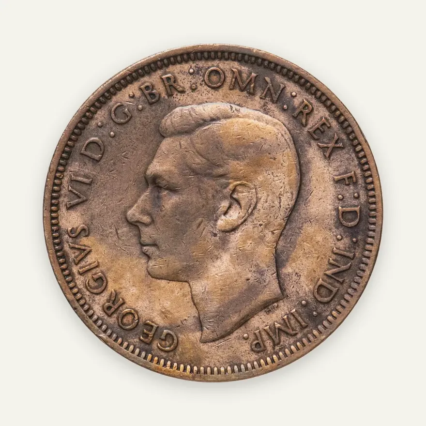 Великобритания 1/2 пенни (penny) 1943, аверс