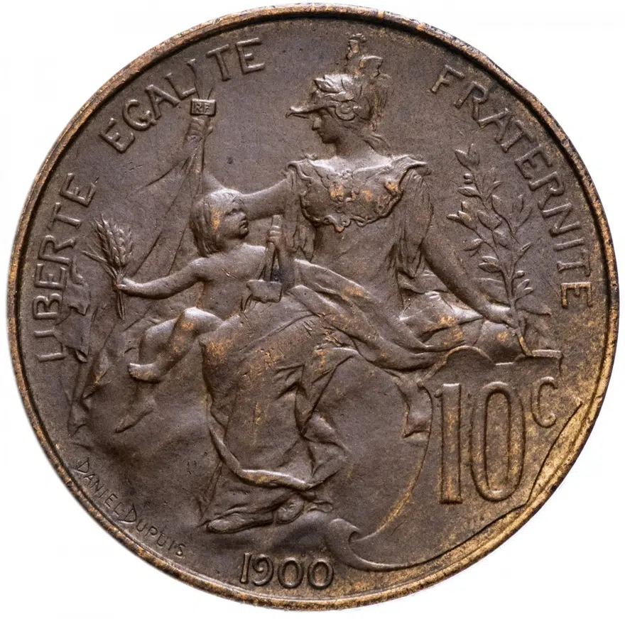 Франция 10 сантимов (centimes) 1900, аверс