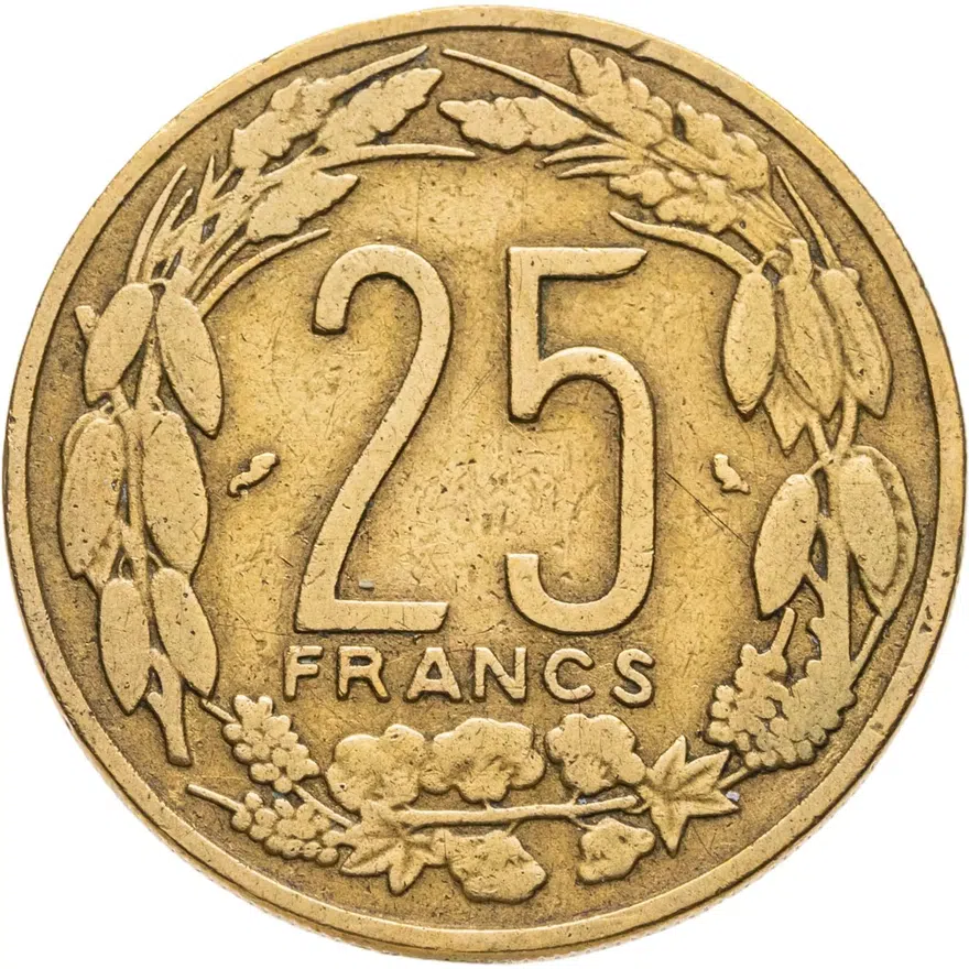 Экваториальная Африка и Камерун 25 франков (francs) 1970